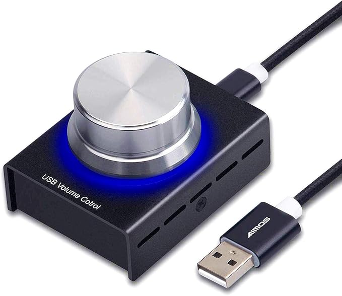 USB Volume Control AIMOS Lnline Volume Knob Lossless Audio Computer with 6.57ft USB Cable Mute Volume Control and PC Speakers Switch Control Module for XP MAC Vista Win 7 8 10 Android Etc