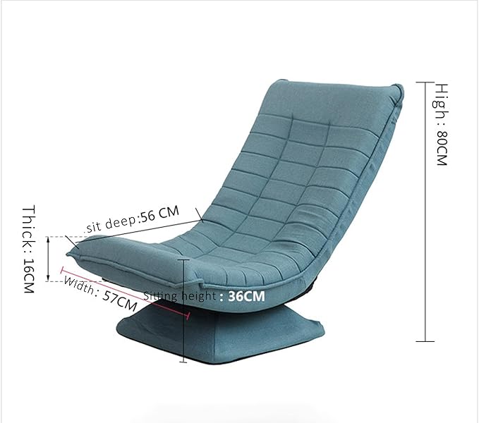 Adjustable Floor Gaming Chair High Back Lazy Sofa Sleeper for Game Recreation Room 360° Swivel Adjustable Backrest Soft Cushion.Khaki
