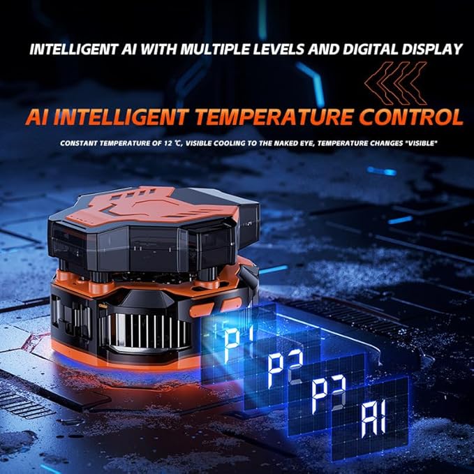 P80 Phone Cooler Semiconductor AI Smart Temperature Control with Triple Frosting ModesFast Cooling for Gaming Effectively Solves Lag and Frame Drop Issues Fits Most TripodSelfie StickPhone Holder