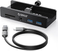 ORICO USB Hub 3.0 Clamp USB Hub with Extra Power Port Aluminum USB C Adapter with 2 USB-A Data Ports3.5mm AUX SD/TF Card Reader for Desktop(Black)