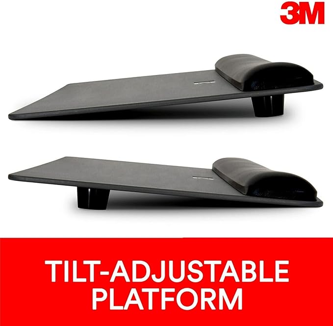 3M Antimicrobial Gel Mouse Pad/Keyboard Wrist Rest Platform 25.5 x 10.6 Black/Silver