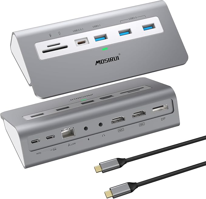 USB C Laptop Docking Station Dual Monitor 14 in1 USB Hub Multiport Adapter with Dual 4K HDMI+DisplayPort10Gbps USB A/C 3.1 and 2 USB 3.0100W PDLaptop Dock for Dell/HP/Windows/Mac