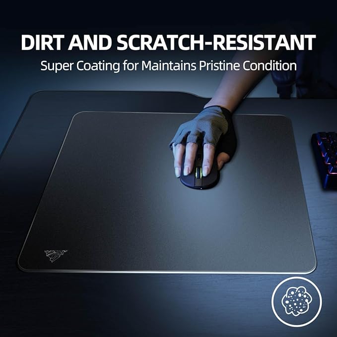 Lovicool Glass Gaming Mouse PadUltra-Smooth Surface Noise-Reducing DesignImpact &amp Scratch Resistant9H Tempered Glass Gaming Mouse Mat15.7 x 17.7 inches-Black