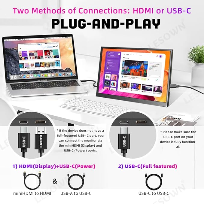 USB C 8.9 inch Portable HDMI Monitor 1920x1200 IPS Touchscreen VESA Metal Casing External Small Wide Display Mini Screen Extender for Windows Laptop PC