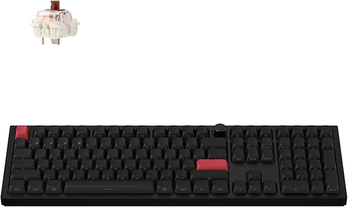 Keychron Q6 Max QMK/LAUNCHER Wireless Bluetooth/2.4 GHz/USB-C Wired Custom Mechanical Keyboard Full Size Programmable Knob RGB Backlit Hot-Swappable Gateron Brown Switch for Mac Windows Linux - Black