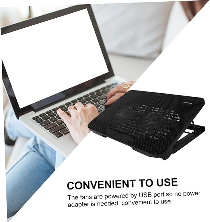 Portable Laptop Cooler USB Powered Fans Black Cooling Mat for Efficient Heat Dissipation for Gaming and Workstations Easy to Install