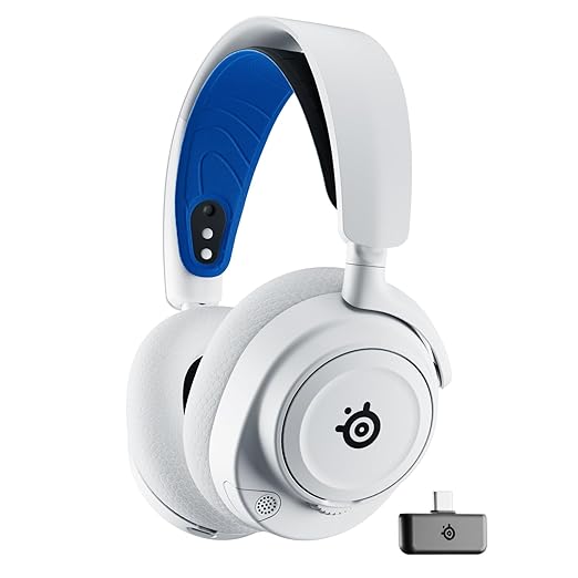 SteelSeries Arctis Nova 7P Wireless Multi-Platform Gaming Headset — Neodymium Magnetic Drivers — 2.4GHz + Bluetooth — 38Hr USB-C Battery — Gen2 AI Mic — PlayStation PC Switch VR Mobile - White