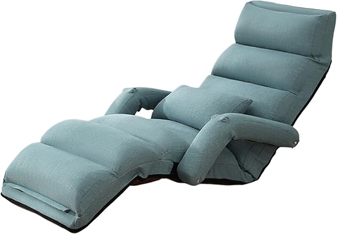 Floor Chair with Back Support and Arms Filled with High-Density Sponge and PP Cotton No Assembly is Required Sofa Chair 4 Parts Can Be Adjusted(Blue)