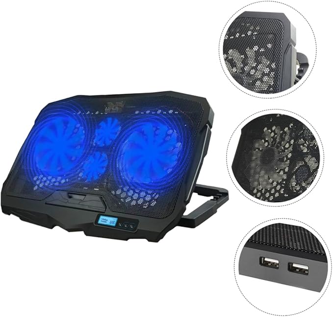 jojofuny Silent Laptop Cooler Stand with Speed Fans Cooling Rack for Notebooks Stable Shake Laptop Riser for Gaming and Office Use