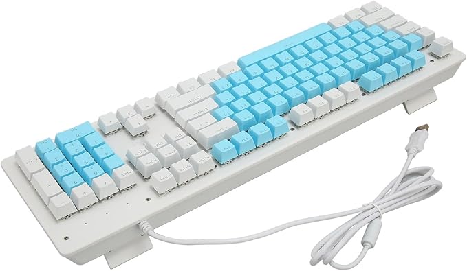 Computer Keyboard Gaming Keyboard Wired USB Connection 104 Keys for Office (Brown Switch(Blue White Keycaps))