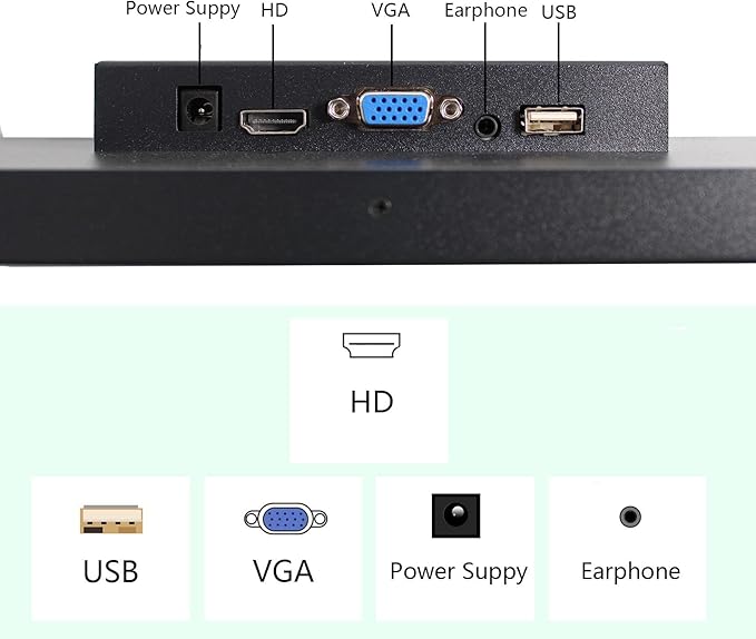 VSDISPLAY 12.3 inch 12.3'' 1920x720 600nit IPS Portable LCD Monitor VS123ZJ01Awith USB VGA Video PortDual Speakers as DIY Stretched Bar Display