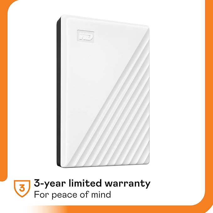 Western Digital 1TB My Passport Portable External Hard Drive with backup software and password protection White - WDBYVG0010BWT-WESN