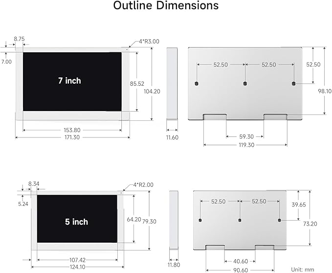 waveshare 5inch USB Monitor PC Case Secondary Screen/Desktop RGB Ambient Screen IPS Panel 800×480 Resolution with Music Spectrum Analysis Function Type-C Interface CNC Metal Case Silver