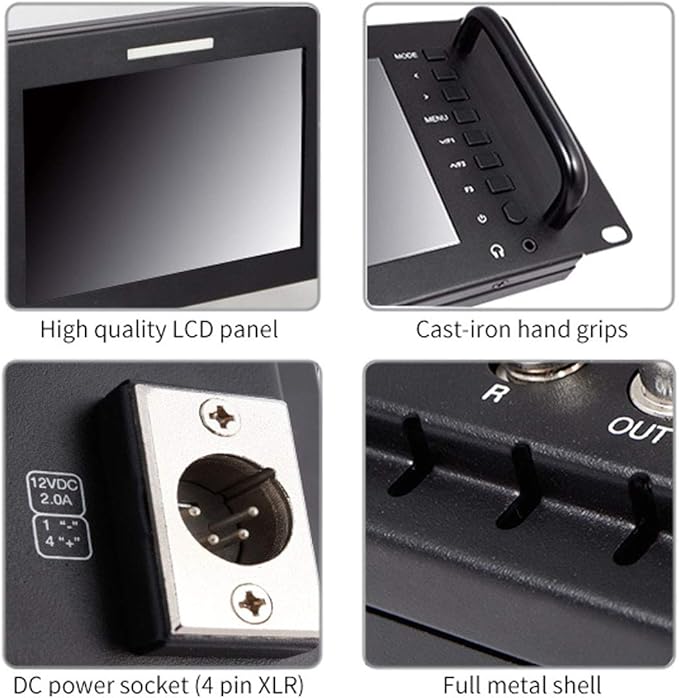 FEELWORLD D71 Plus 3RU Dual 7 inch 3G SDI Broadcast Rack Mount Monitor 1920x1200 HD LCD IPS Screen with 3 Color Tally Light HDMI AV Input Output