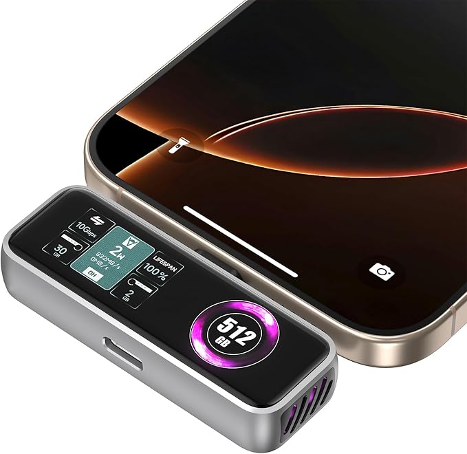 ZIKE Z791C Magnetic Portable SSD 512 GB External SSD Built-in Fan 4K 120fps ProRes Video Recording USB3.2 Gen2 up to 990MB/s Supports PD3.0 Port 27W Charging Compatible with iPhone 17/16/15