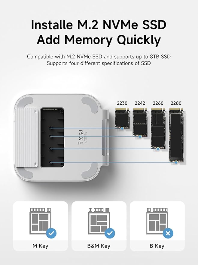Hagibis Mac mini M4 Hub &amp Stand with 40Gbps SSD Enclosure 3 in 1 USB Type-C Docking Station with 40Gbps M.2 NVMe SSD Case USB2.0 * 3 3.5mm Jack AUX (MC60 Pro)