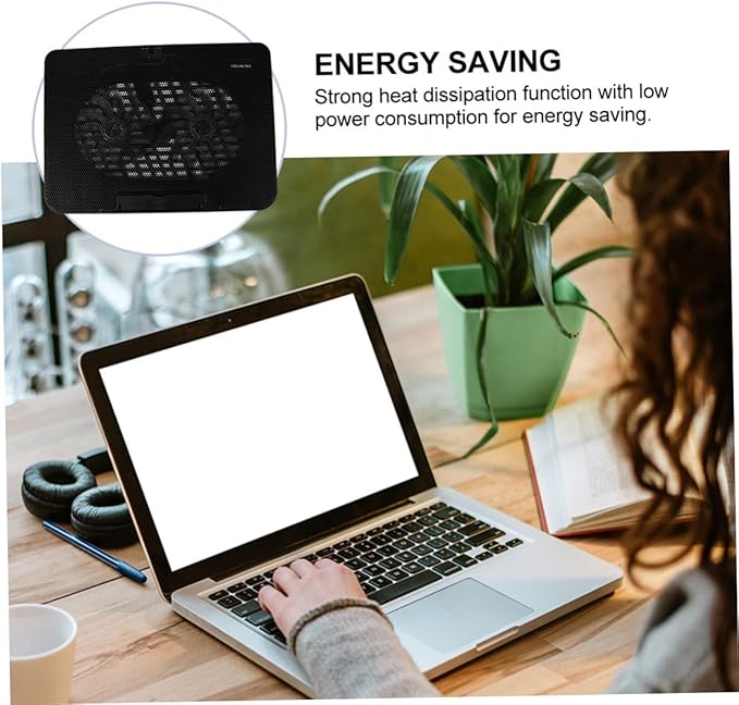 Tofficu Cooler Fan Portable USB Cooling Mat with Quiet Fans Height Stand for Notebooks Black