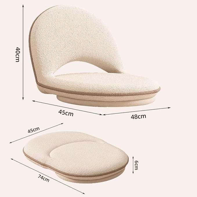 Gaming Chair Floor with Metal Frame Convertible Chaise Lounge Bottom Can Rotate 360° Floor Seat Adjustable Backrest for Living Room Bedroom Balcony(Rose)