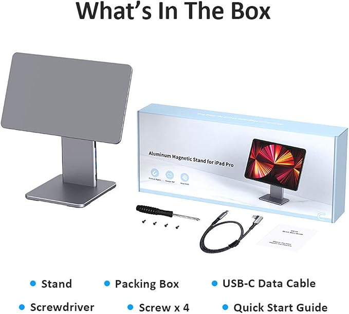 Magnetic iPad Stand Hub Docking Station for Air 10.9-inch Pro 11-inch | 60W USB-C DP 4K@60Hz HDMI 5Gbps USB A 3.5mm Audio Card Readers