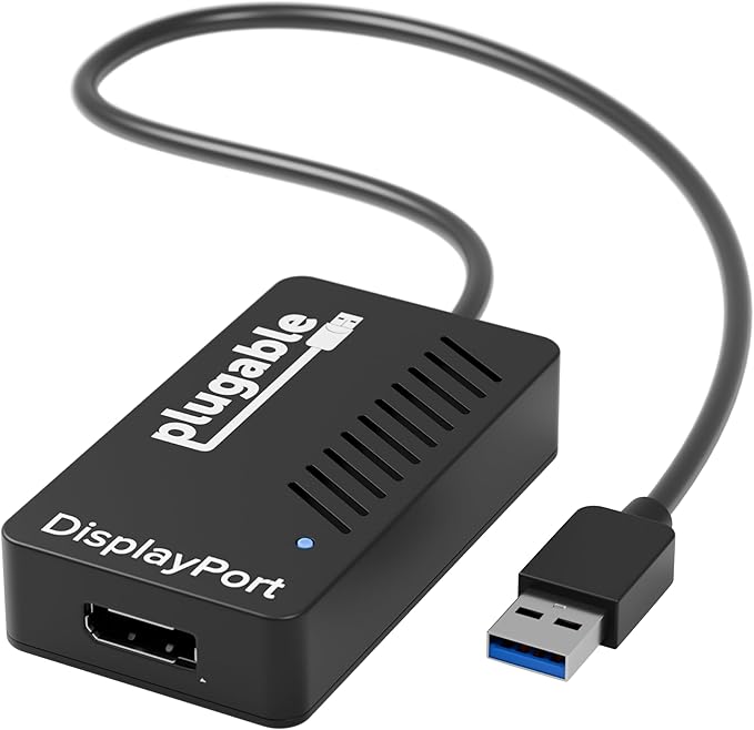 Plugable USB 3.0 to DisplayPort 4K DisplayLink Video Graphics Adapter for Multiple Monitors up to 3840x2160 Supports Windows Mac and ChromeOS