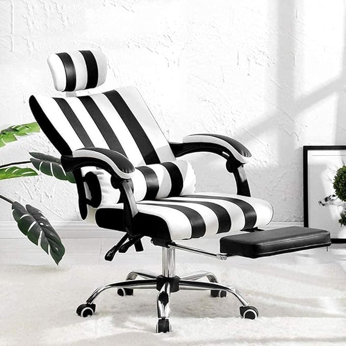 Office Chair Gaming Chair Computer Chair Office Chair with Height Adjustable Design Ergonomic Chair Desk Gaming Chair with Lumbar Support (Color : White+Black)