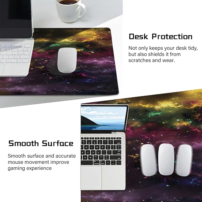Galaxy Color Universe Large Mouse Pad Gaming Mousepad Desk Mat for Desktop Computer Keyboard Waterproof Mouse Mat Desk Pad with Non-Slip Base for Game School Office Home 35.4 x 15.7
