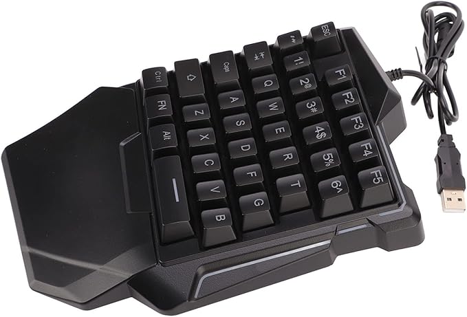 Dilwe One Hand RGB Gaming Keyboard and Backlit Mouse Combo USB Wired 35 Keys Keyboard 6 Keys Gaming Mouse Converter Set with Bracket for PC