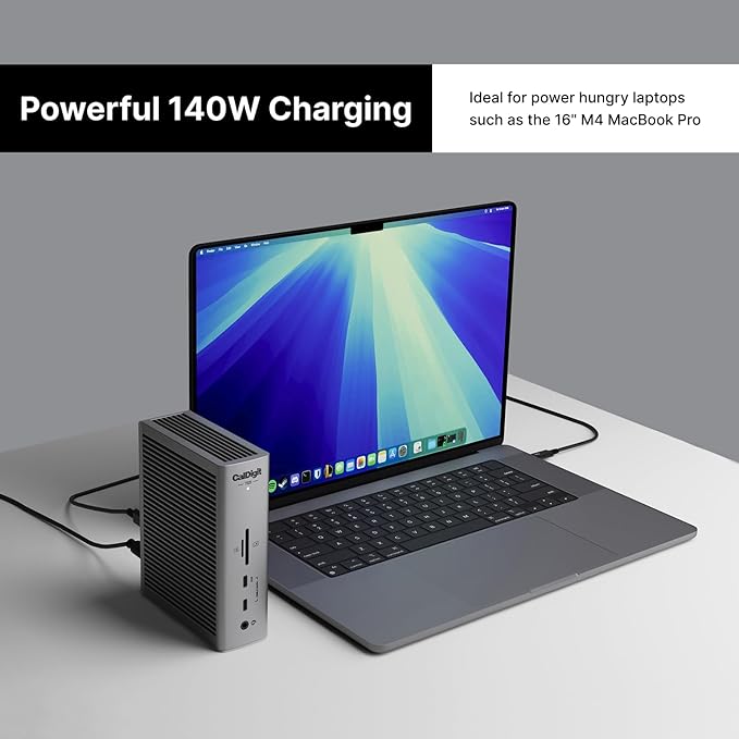 CalDigit TS5 - Thunderbolt 5 Dock - 15 Port 140W Dedicated Host Charging 80Gb/s Thunderbolt 5 x4 USB-C 10Gb/s x3 USB-A x2 2.5GbE Dual 8K@60Hz SD &amp microSD UHS-II 1m Braided Cable 240W PSU