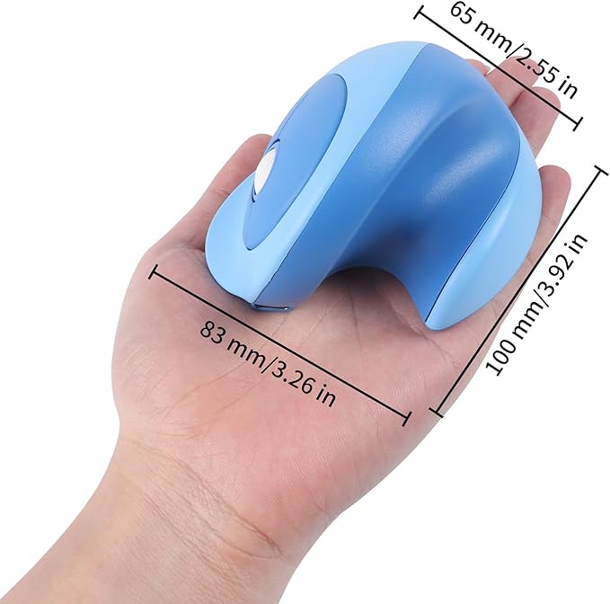 Mini Ergonomic Mouse for Small HandsDual-Mode Wireless Bluetooth Vertical Mouse - Rechargeable Silent Multi-Device Connection Ideal for Laptops and Desktops (Blue)