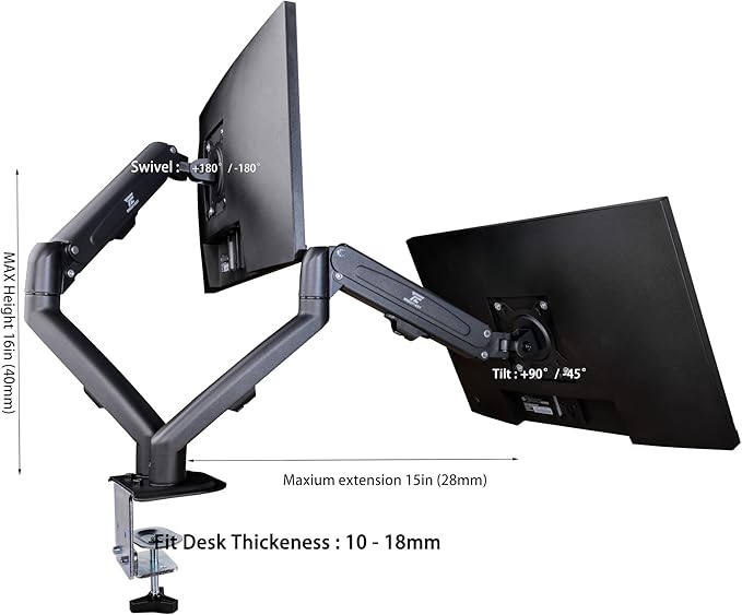 HP Series 5 Pro 527pq 27 QHD IPS Monitor with 5ms Response Time Anti Glare Flicker Free VESA Mount (100mm) Displayport HDMI (9D9S0UT#ABA) 2 Pack w/DKZ Hub &amp ErgoFlexy Dual Mount Arms