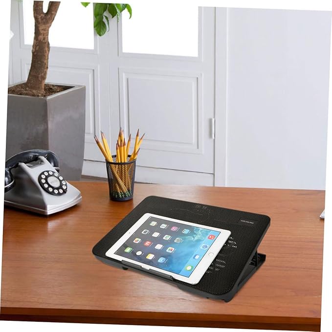 Cooling Pad with Dual Fans Portable USB Cooler for Heat Dissipation Easy to Install Stand Black