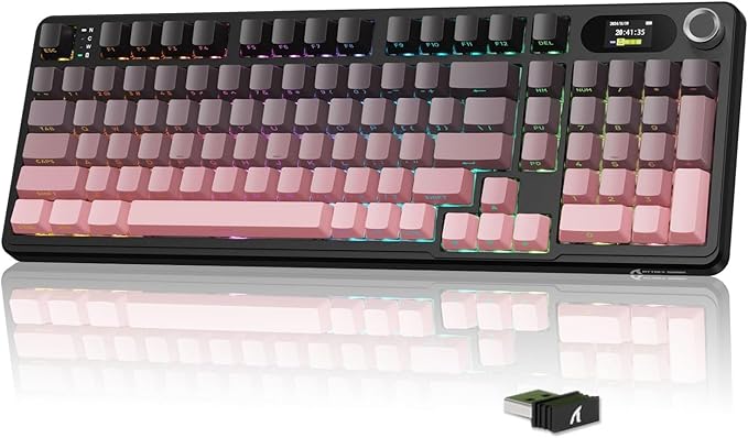 MAMBASNAKE Attack Shark X98 Pro Wireless Mechanical Keyboard with Screen &amp Knob 2.4G/USB-C/BT5.0 Gasket Hot Swappable Creamy Keyboard102 Keys Web Driver RGB Gaming Keyboard for PC/Mac/PS4/Xbox