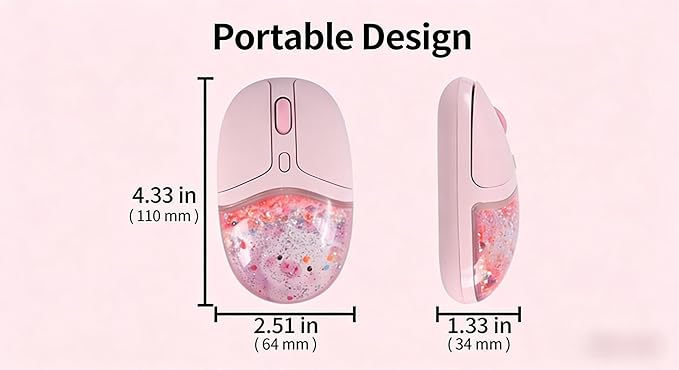 Wireless MouseGlitter Animal Design 3-Device Bluetooth &amp 2.4 G 4000 DPI RGB Light Multi-Mode Portable Mouse for PC Laptop Office Gaming Students Home Travel Use (Pink)