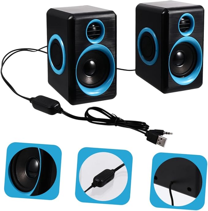 GALPADA Mini USB 2.0 Loudspeaker Box for Desktop Laptop Computer Compact Wired Surround Sound Speaker with Dc5v Power Suitable for Home Office and Gaming Use