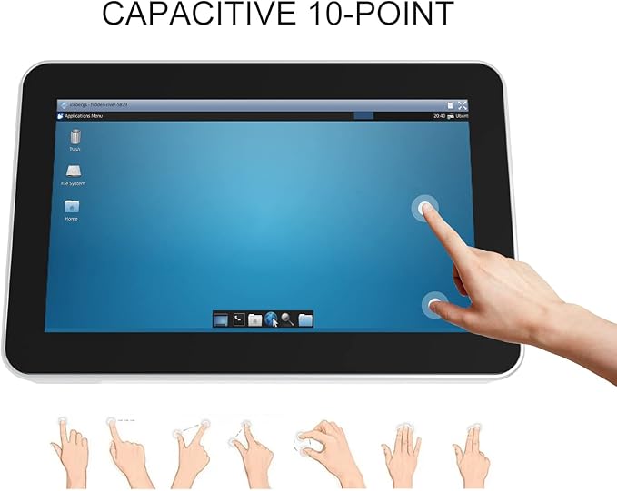 GreenTouch 10.1 Inch Desktop Wall Mountable Multi PCAP Touch Screen Monitor - HDMI/VGA/DVI Input1280 * 800 Resolution Display