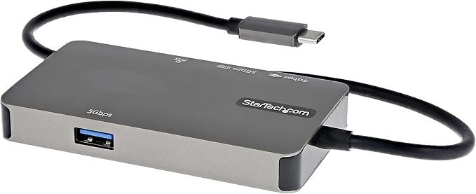 StarTech.com USB-C Multiport Adapter - USB-C to 4K 30Hz HDMI or 1080p VGA - USB Type-C Mini Dock w/ 100W Power Delivery Passthrough 3-Port USB Hub 5Gbps GbE - 12 (30cm) Attached Cable (DKT30CHVPD2)