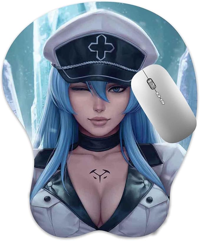 3D Mouse Pad Oppai Mousepad with Soft Gel Wrist Rest Anime Manga Gaming Boob pad Anti-Slip Mouse Mat （esdeat）