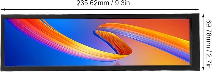 8.8 Inch Computer Temp Display FHD 1920x480 Mini Screen Monitor 178 Degree Wide Viewing Angle Supports Dynamic Themes for Important Data Display (Capacitive Version)