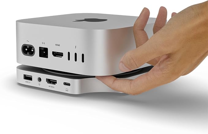 Minisopuru MINI4PRO Mac mini M4 Dock with 4K@60 HDMI 8TB M.2 NVMe SSD Enclosure Mac mini Hub &amp Stand for Mac mini M4 and M4 Pro 2024 (TF/SD Slot 3* USB-A 2.0 Audio) | Silver