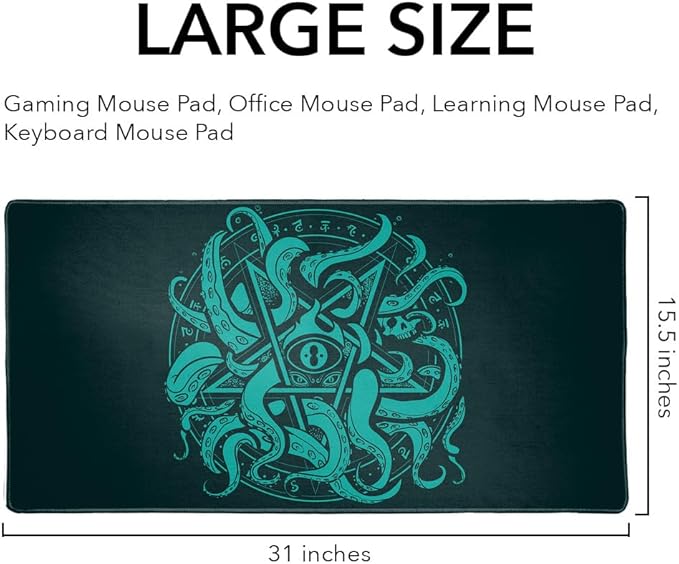 Cthulhu Elder Sign Pentagram Large Gaming Mouse Pad Desk Mat with Stitched Edges Non-Slip Base for Gamer Home and Office