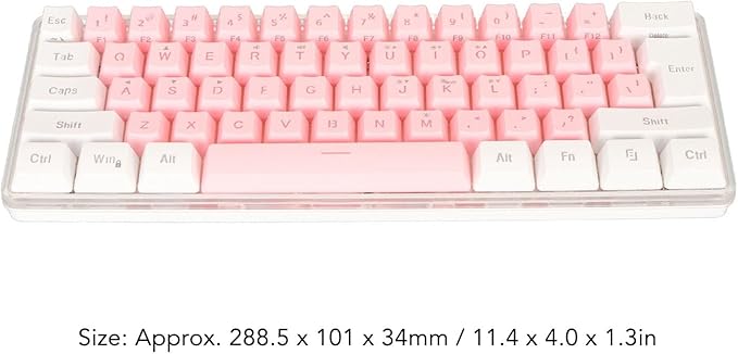 ANGGREK 60% Gaming Keyboard Office Keyboard Ergonomic RGB Backlight for PC (White Pink)