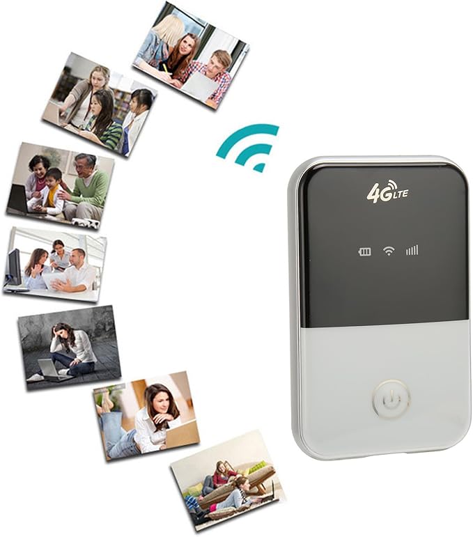FILFEEL 4G LTE Mobile WiFi Hotspot with Display - Support 8 Users Portable Router with SIM Slot and USB Charging for Travel (European Version)