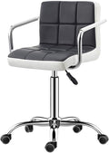 Mlaea Desk Task Dining Chair Height Adjustable Conference Reception Work Chair with Rolling Wheels Gaming Club Bar Chair 38 * 44-56CM(Color:#3)