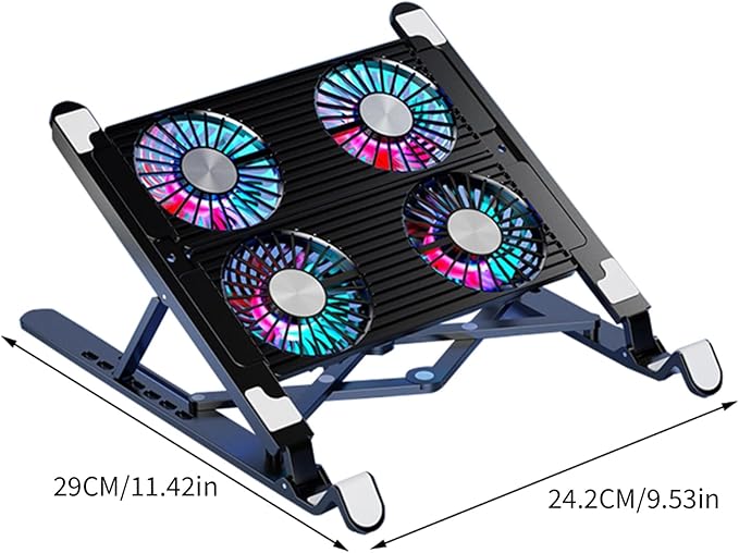 LED Laptop Cooling Pad Gaming Coolers Fan Stand with Quiet Fan Folding Bracket for Laptop