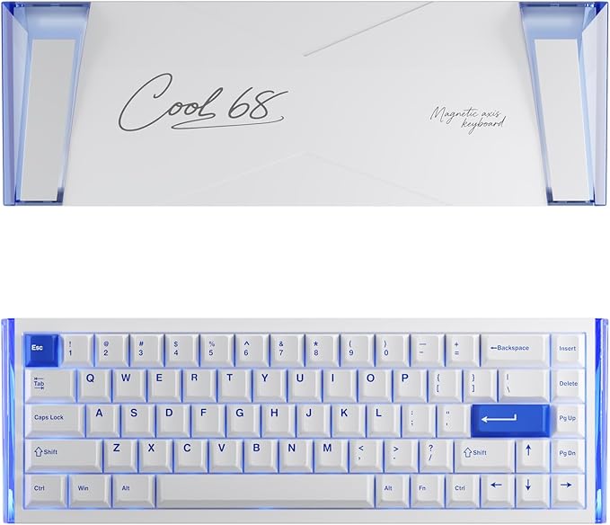 DAREU COOL68 60% Wired Gaming Keyboard Rapid Trigger Magnetic Switch Keyboard with 8000Hz Polling Rate Adjustable Actuation 0.1ms Latency SOCD Gasket Mount Hot swappable RGB Light