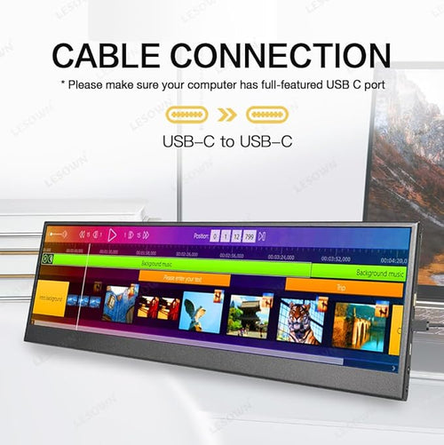 14.1 inch Temp Display Stretched Bar LCD Touch Strip Display USB C &amp HDMI 1920x550 IPS Sub Extender mini Wide Monitor for GPU CPU Data Monitoring PC Case