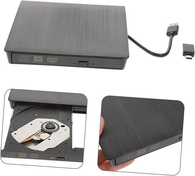 External USB Cd DVD Burner Recorder Drive Slot-in Optical Drive for Laptops Black Easy to Use No Additional Drivers Required Compact Design for Home Travel