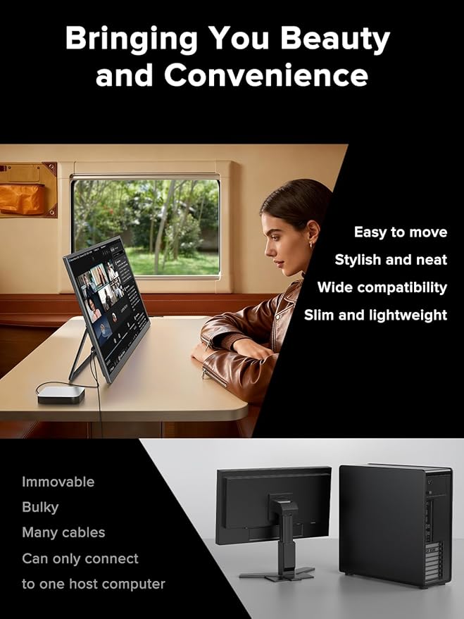 UPERFECT Portable Monitor 27” Dual Mode 4K UHD 144Hz/FHD 288Hz Gaming Monitor 0.1ms FreeSync 600 Nits 125% sRGB USB-C &amp HDMI 2.1 &amp DP 1.4 Large Second Screen for Laptop Computer Game C