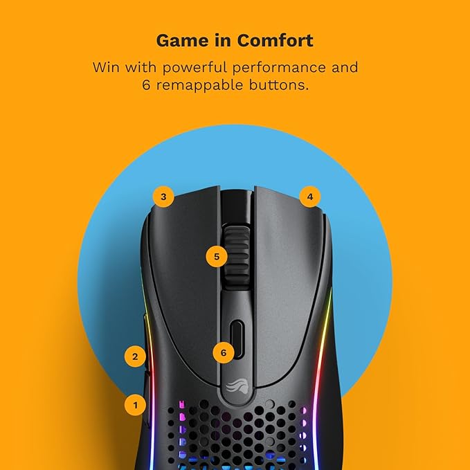 Glorious Gaming - Model D 2 Wireless Ergonomic Mouse Superlight 66g up to 210 hr Battery Life 26K Optical Sensor 6 Programmable Buttons 80 Million Clicks FPS MMO MOBA Battle Royale (Black)