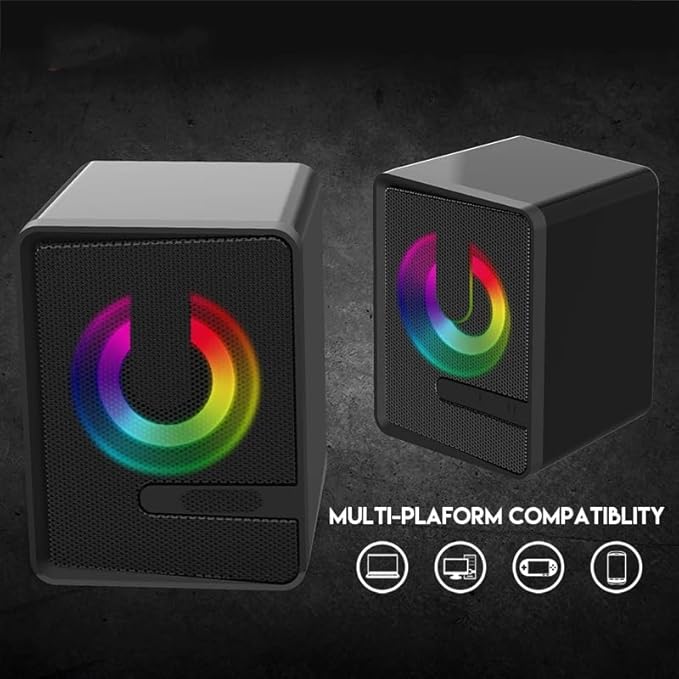 Computer Speaker Wired Subwoofer Stereo Full-Range Portable Mini RGB for Laptop Desktop